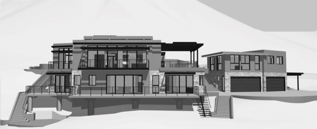 Preliminary drawing of a private residence and its accompanying lighting design